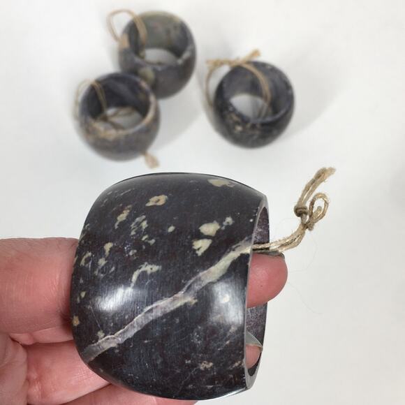 🆕 NEW Marble Napkin Ring Holders Moody Decor Natural Stone Gray Tan Beige 4 - Picture 11 of 15